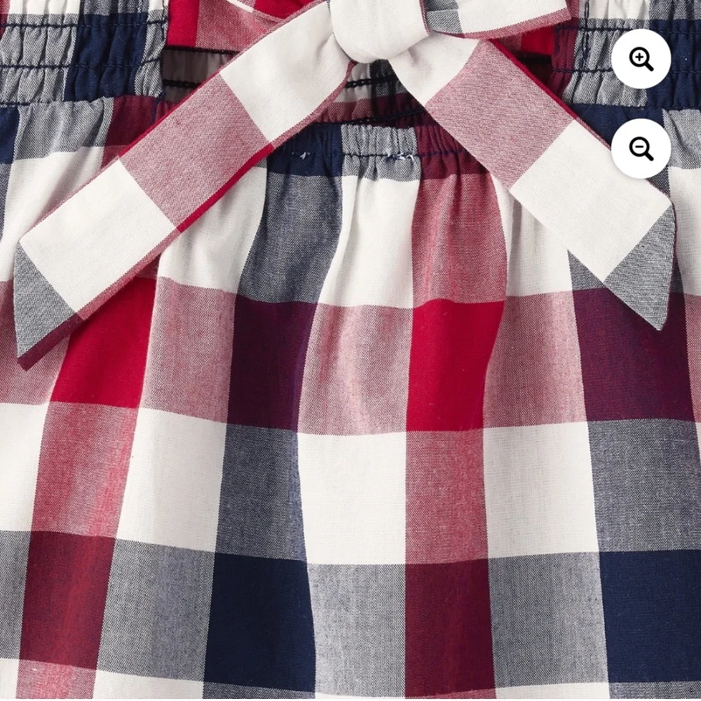The Children’s Place Girls Strappy Gingham Smocked Ruffle Dress Size XXL (16) NW